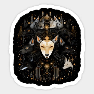 Freyja Norse Goddess & Her Wolves Sticker